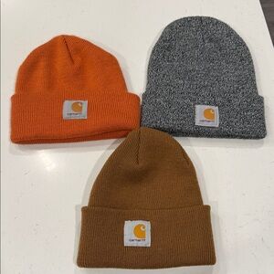 Carhartt Beanie Set in Orange, Gray, Brown